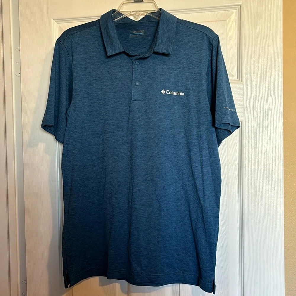 Columbia Omni-Wick men’s blue short sleeve polo shirt size medium - Picture 1 of 8